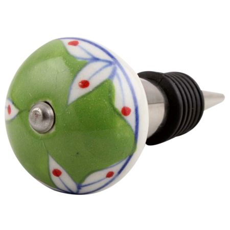 Pea Green Leaf Ceramic Wine Stopper